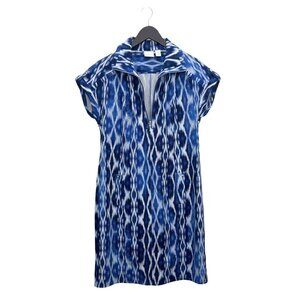 Zenergy By Chico's Ikat Blue Quarter Zip UPF 50+ Dress Performance Womens Small